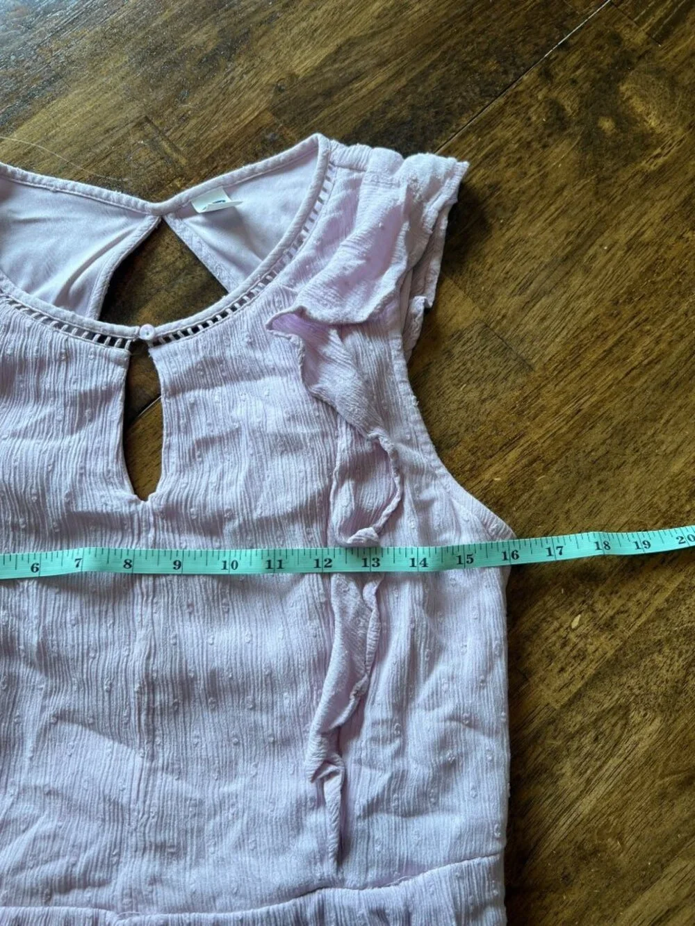 Old Navy Lavender Sleeveless Sundress Midi Dress Ruffle Lined Lilac Keyhole Med - Picture 8 of 11